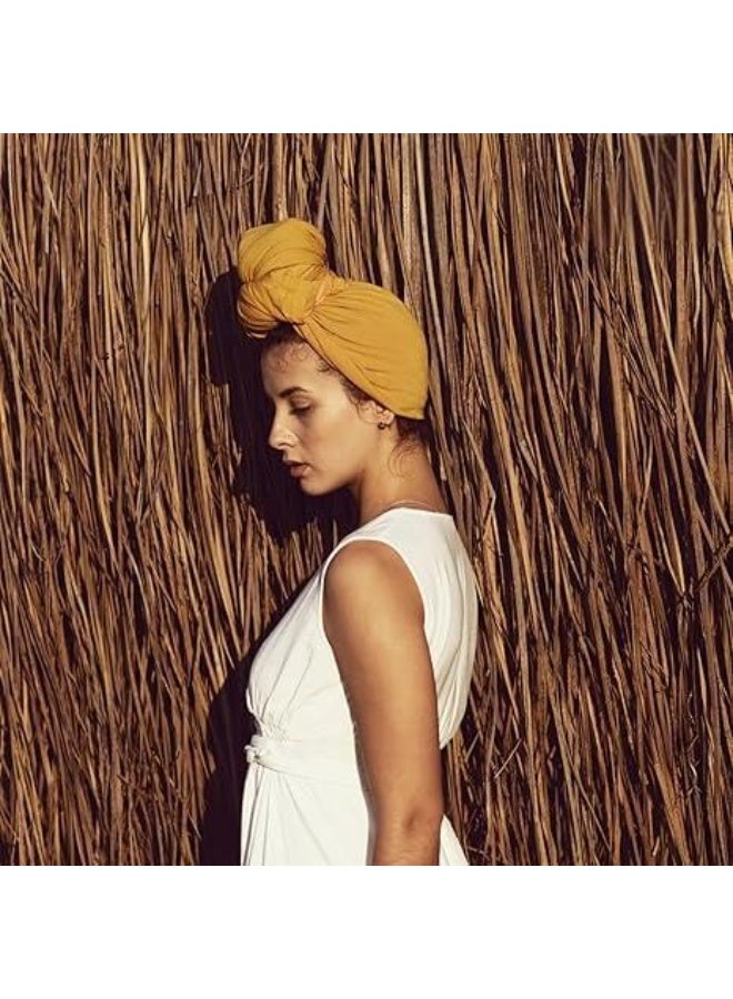 Luckam Headwraps for Women, Extra Long Velvet Tube Hair Scarf Turban, Luxury Pleated Headscarf Tied Coverings Large Scarves, Stretch Headbands Caps Hijab, 66 Inches, Gold - Image 4