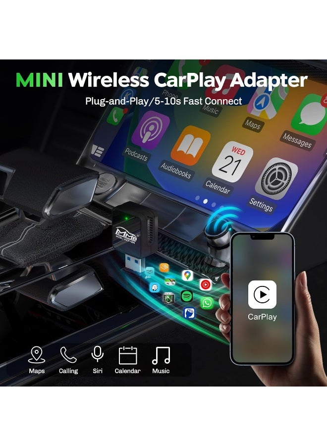 MMBABY MMB Mini Wireless Carplay Adapter, 2024 Upgraded for Apple, Plug & Play, Smallest, Fastest for Converting OEM Wired to Wireless Carplay, Compatible With 2017+ Car Models - Image 4