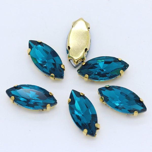 Wholesale horse eye crystal glass claw drill multi-specification hand-stitched claw drill DIY clothing wedding dress bag shoes accessories Hole Blue 