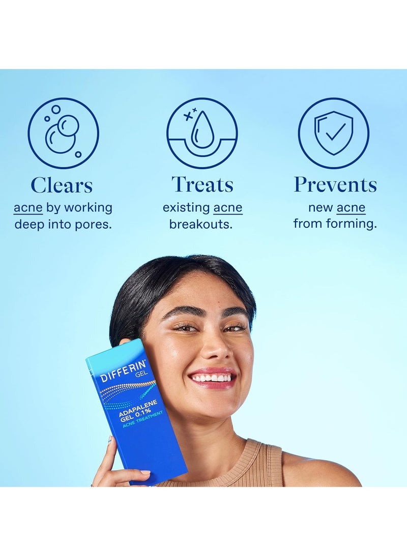 differin Acne Treatment Gel, 90 Day Supply, Retinoid Treatment for Face with 0.1% Adapalene, Gentle Skin Care for Acne Prone Sensitive Skin, 45g Pump (Packaging May Vary) - Image 2