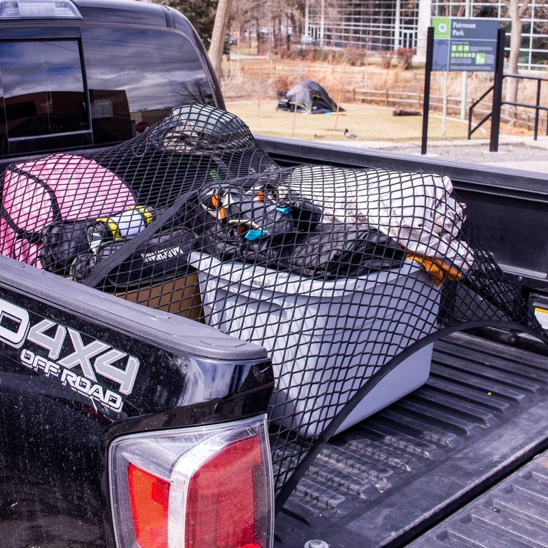 SENYAZON Highly elastic cargo net, simple truck bed organizer, suitable for daily light loads of trucks, 4 ft x 4 ft stretchable up to 7 ft x 7 ft (double-layered) - Image 3