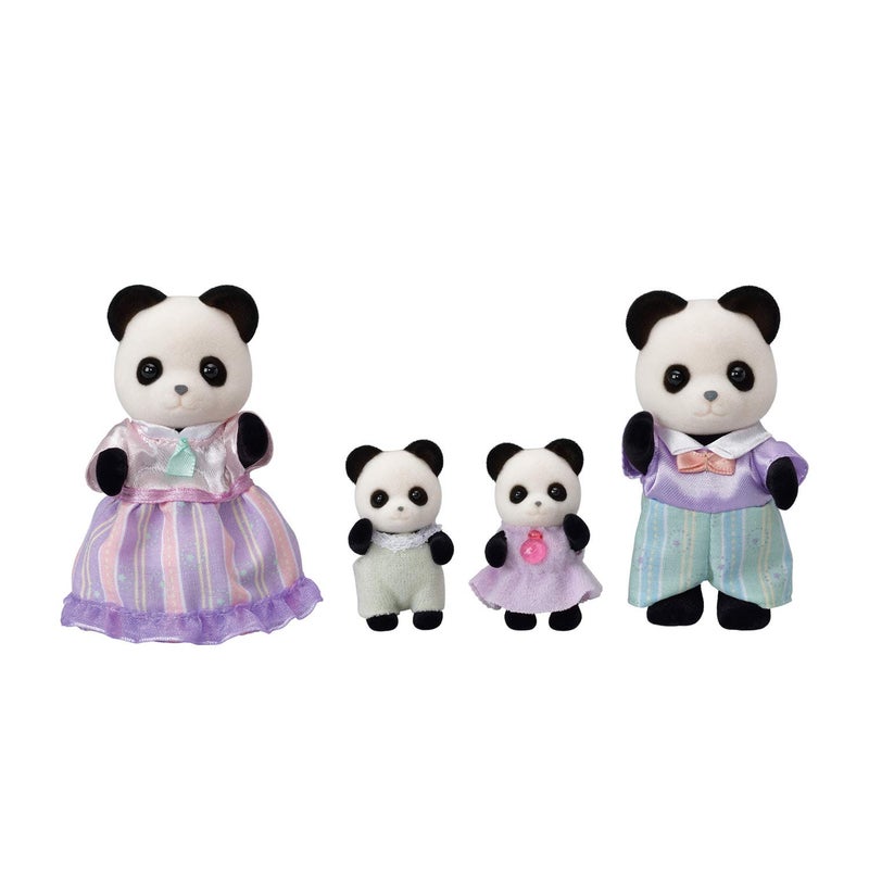 Calico Critters عائلة باندا بوكي من كاليكو كريترز، دمى، شخصيات منزل الدمى، ألعاب قابلة للجمع مع 4 شخصيات متضمنة - Image 1