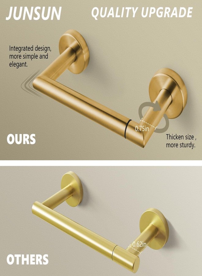 JunSun Brushed Gold Bathroom Toilet Paper Holder Wall Mount Pivoting Toilet Paper Roll Holder Stainless Steel Brushed Brass Toilet Roll Holder Modern Mega Roll Holder for RV - Image 2