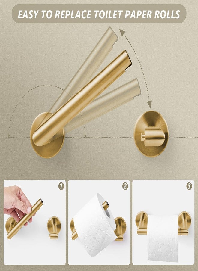 JunSun Brushed Gold Bathroom Toilet Paper Holder Wall Mount Pivoting Toilet Paper Roll Holder Stainless Steel Brushed Brass Toilet Roll Holder Modern Mega Roll Holder for RV - Image 4