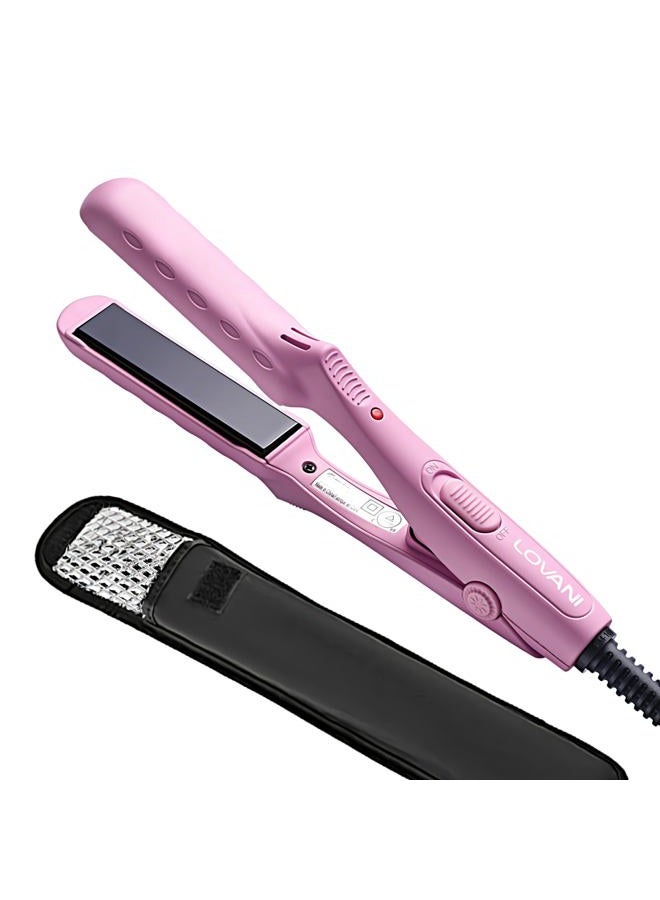Lovani Mini Flat Iron, Dual Voltage Travel Hair Straightener, Tourmaline Ceramic Small Flat Irons for Short Hair/Bangs (Pink, 0.5 Inch, SleekMini) - Image 1