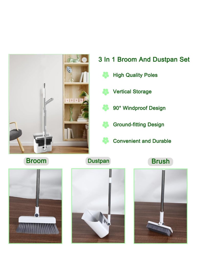 KASTWAVE Broom with Dustpan Combo Set, Broom and Dust Pan Set for Home, Kitchen Broom for Sweeping Indoor, Apartment Broom with Dustpan Set, Dust Pan with Long Handle, Tilted Broom with Stand Up Dust pan - Image 2