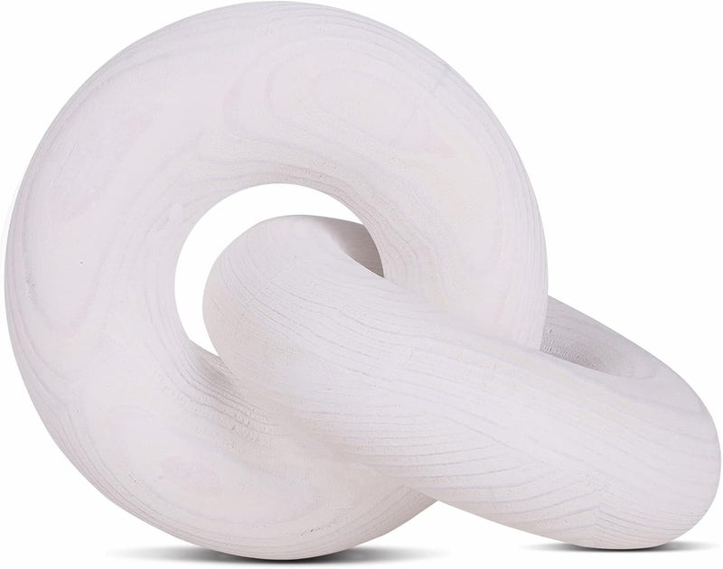 HMASYO White Wood Knot Decor, Wooden Chain Link, Coffee Table Books Shelf Aesthetic Decorative Objects, Modern Bookshelf Living Room Decor, Housewarming Gifts - Image 2