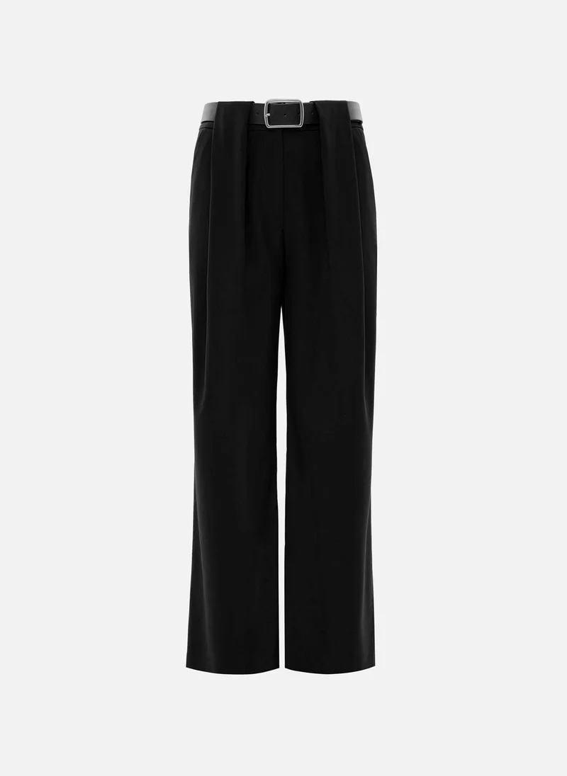 Lichi Loose trousers with waist pleats and eco-leather belt