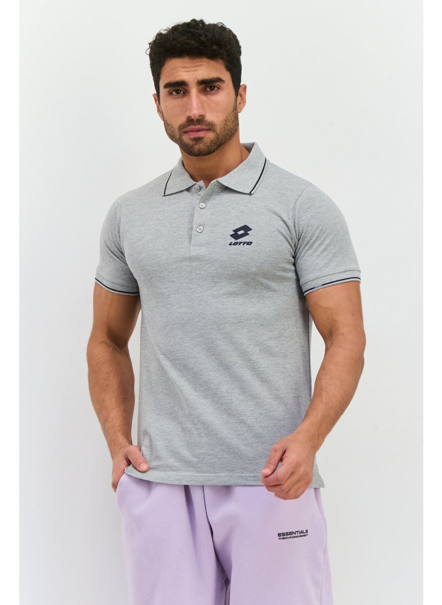LOTTO Men Sportswear Fit Short Sleeves Outdoor Polo Shirt, Grey  - Image 1