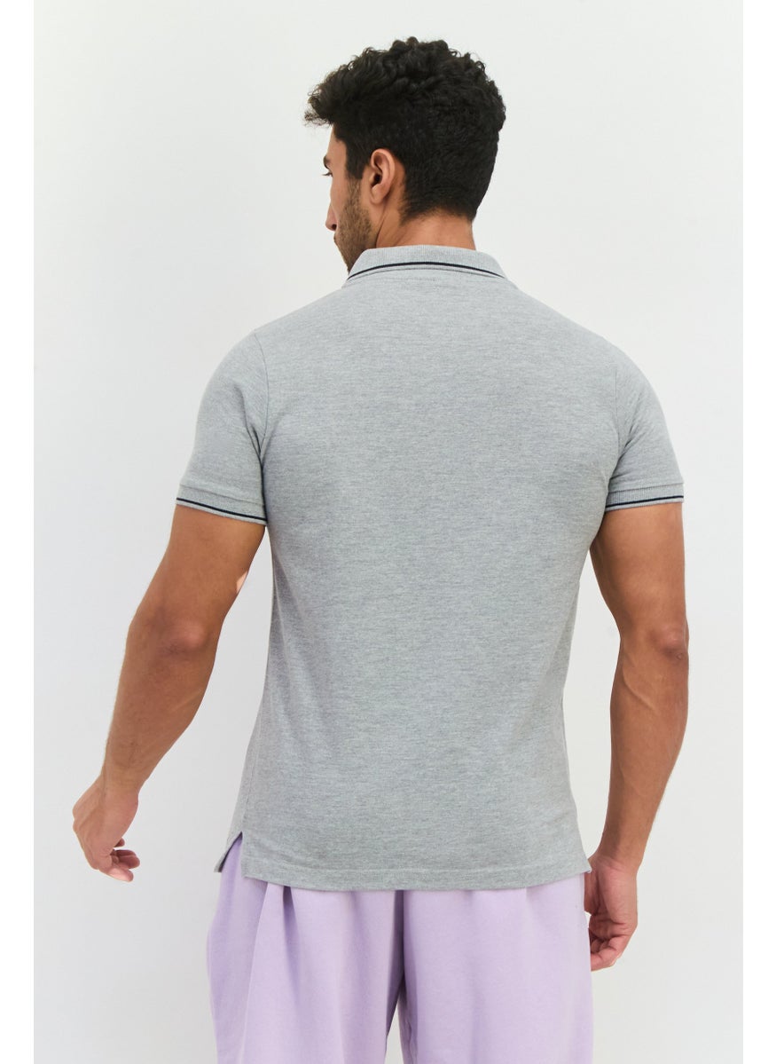 LOTTO Men Sportswear Fit Short Sleeves Outdoor Polo Shirt, Grey  - Image 3