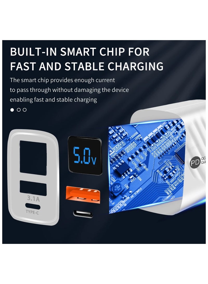 USB Type C Charger 20W PD Fast Charging Digital Display Phone Charge Adapter For iPhone Samsung Xiaomi Quick Charge Wall Charger  - Image 2