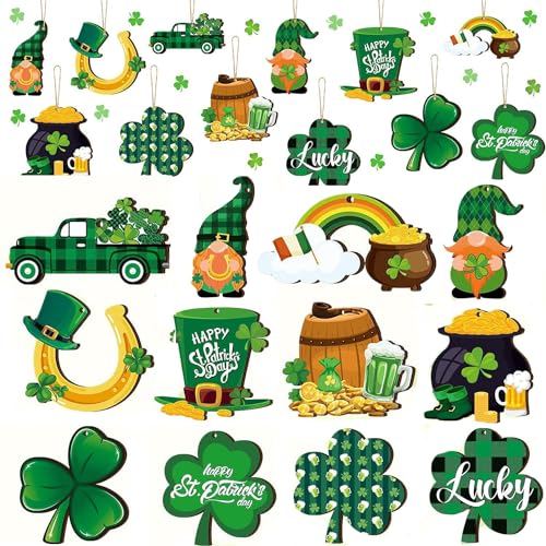 EASHOPBAL St. Patrick's Day Ornaments for Tree Wood, Both-Sided Printing Christmas Tree Decorations Hanging Ornaments for Holiday Home Indoor Outdoor Decorations - Image 1