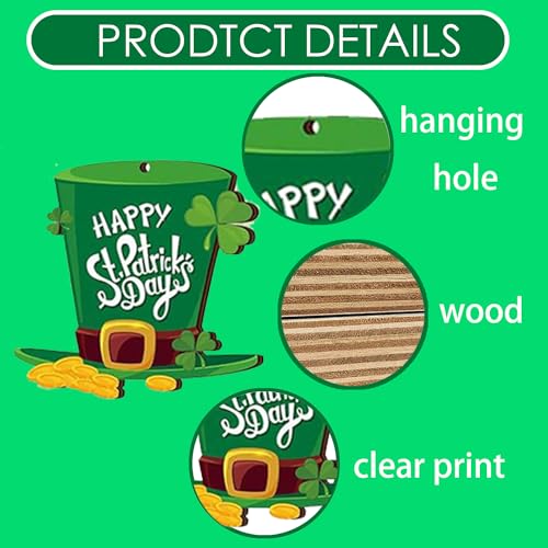 EASHOPBAL St. Patrick's Day Ornaments for Tree Wood, Both-Sided Printing Christmas Tree Decorations Hanging Ornaments for Holiday Home Indoor Outdoor Decorations - Image 4