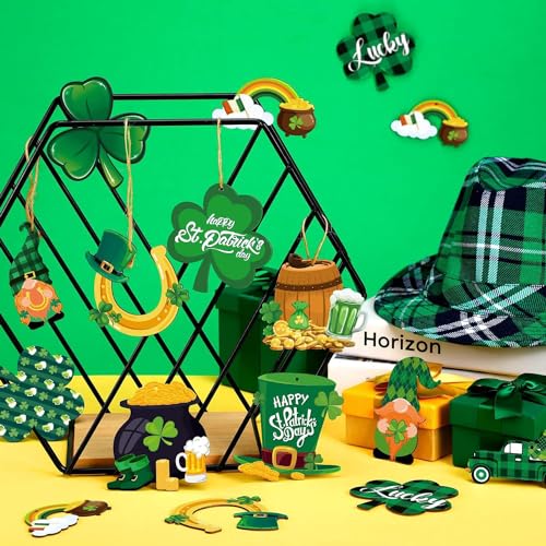 EASHOPBAL St. Patrick's Day Ornaments for Tree Wood, Both-Sided Printing Christmas Tree Decorations Hanging Ornaments for Holiday Home Indoor Outdoor Decorations - Image 5