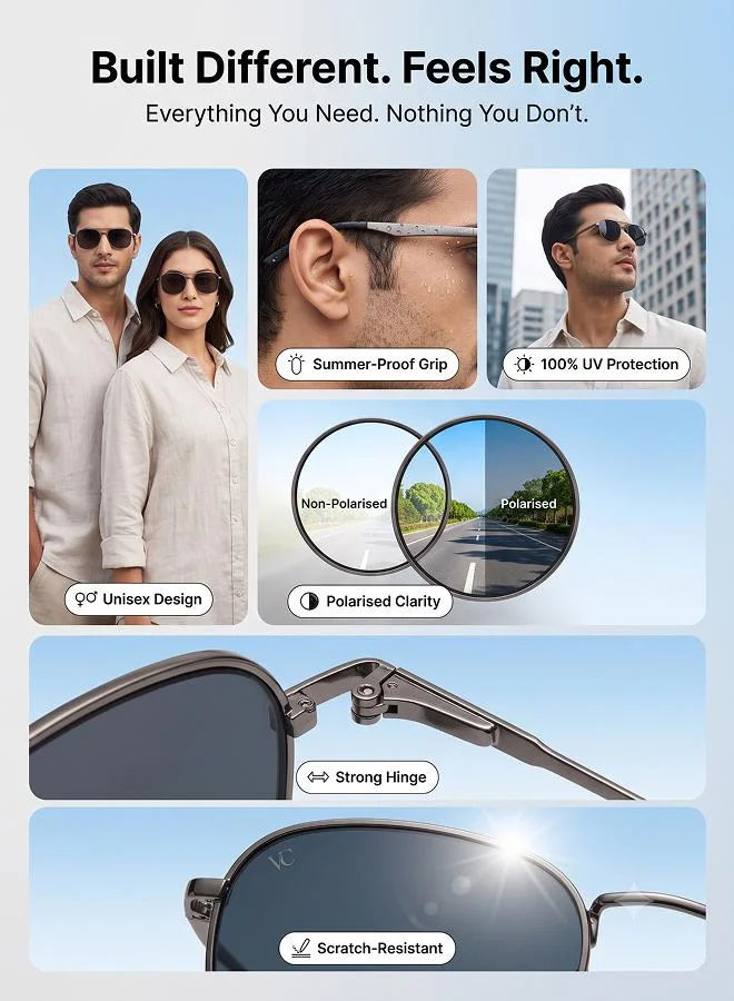 Vincent Chase  Vincent Chase By Lenskart | Mirage Full Rim Wayfarer Frame Polarized & UV Protected Sunglasses VCS12644 - 57mm - Blue  | Best Price UAE