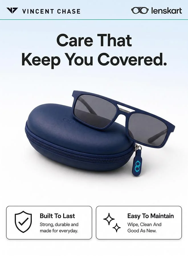 Vincent Chase  Vincent Chase By Lenskart | Mirage Full Rim Wayfarer Frame Polarized & UV Protected Sunglasses VCS12644 - 57mm - Blue  | Best Price UAE