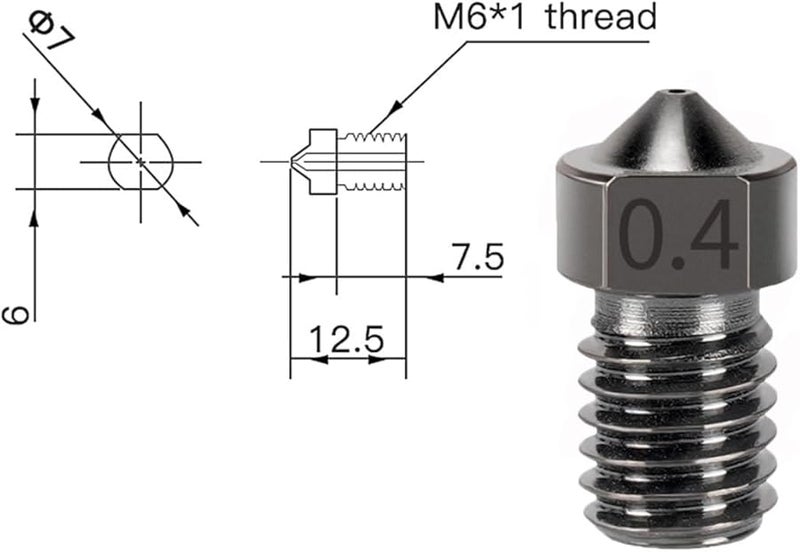 5PCS MK8 Hardened Steel Nozzle 0 5mm For CR10 V6 M6 Thread Extruder Hotend - Image 4