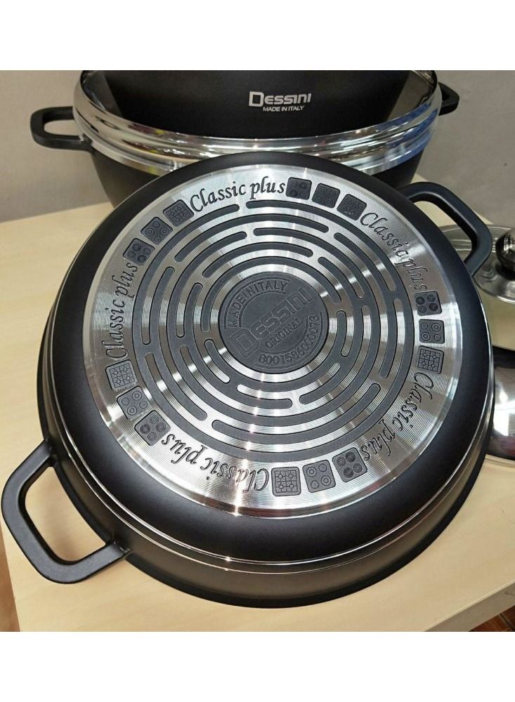 DubaiGallery 10-Piece Non-Stick Cookware Set Black 1 x Casserole (20), Casserole (24), Casserole (28), Casserole (32), Shallow Casserole (28)cm Black - Image 2