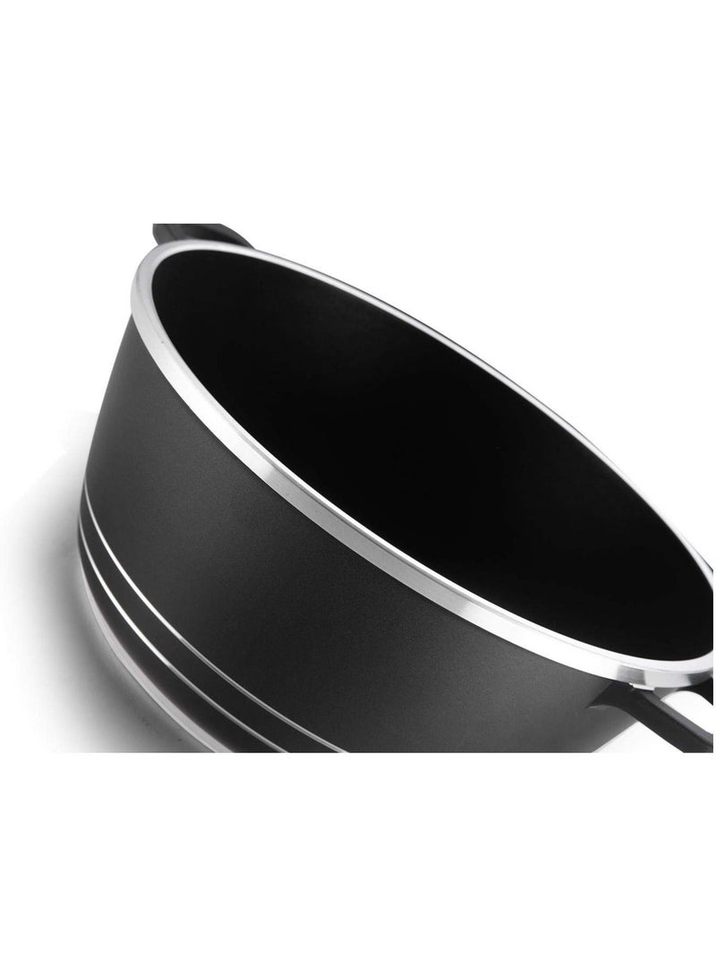 DubaiGallery 10-Piece Non-Stick Cookware Set Black 1 x Casserole (20), Casserole (24), Casserole (28), Casserole (32), Shallow Casserole (28)cm Black - Image 4