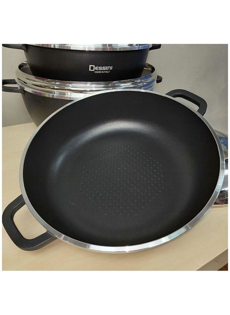 DubaiGallery 10-Piece Non-Stick Cookware Set Black 1 x Casserole (20), Casserole (24), Casserole (28), Casserole (32), Shallow Casserole (28)cm Black - Image 3