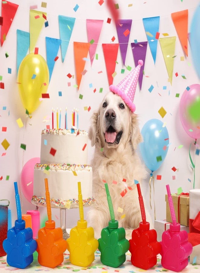 Sratte 24 Pieces 10 oz Dog Paw Cups for Kids with Straw and Lid Dog Birthday Party Supplies Decorations, Plastic Paw Print Puppy Drinking Cup Bulk for Puppy Theme Party Favors - Image 3