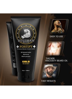 bossman Bossman Fortify Intense Beard Conditioner - Shower Beard Wash, Moisturizer and Beard Softener for Men - Beard Growth Products - Made in USA (Gold Scent), 6 oz  - Image 4