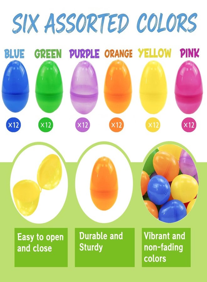 DearSun 72pcs Easter Eggs, 2.3" Fillable Pastel Colors Plastic Easter Eggs Empty for Easter Hunting, Easter Basket Stuffers, Party Favor, Classroom Prize Supplies - Image 4