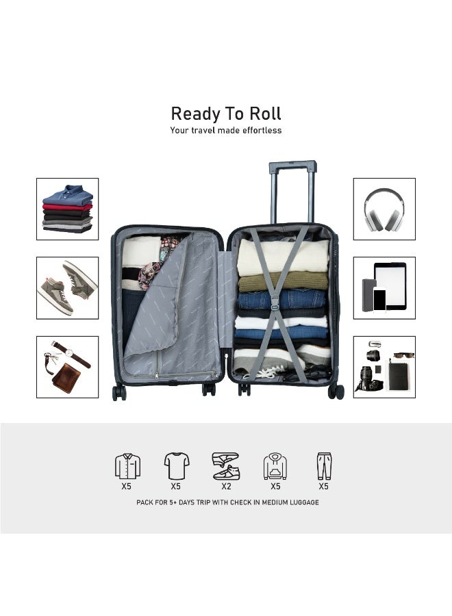 Eagle Express Cruiser Elite 24 Inch Hard Shell Suitcase, Scratch-Resistant PP Checked Luggage with Anti-Theft Zipper & Silent Double Wheels - Black - Image 4