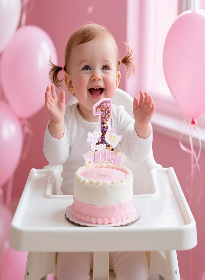 كوكو لاند زينة كعكة عيد الميلاد الأول من كوكولاند - أوزة مرحة ورقم 1 ثلاثي الأبعاد لامع مع ديكور يمكنك صنعه بنفسك لمستلزمات الحفلات - Image 2