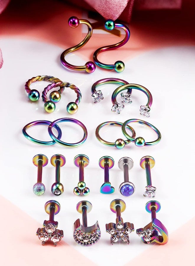 Cisyozi 16G Lip Labret Medusa Monroe Ring Stud Piercing Jewelry for Women 16 Gauge Stainless Surgical Steel Horseshoe Tragus Helix Cartilage Earring Hoop Stud Piercings Jewelry Women Men Rainbrow 8mm - Image 3