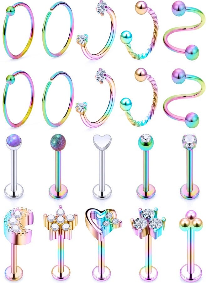 Cisyozi 16G Lip Labret Medusa Monroe Ring Stud Piercing Jewelry for Women 16 Gauge Stainless Surgical Steel Horseshoe Tragus Helix Cartilage Earring Hoop Stud Piercings Jewelry Women Men Rainbrow 8mm - Image 1