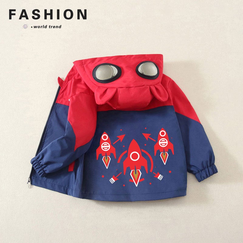 Childrens Clothing 2025 Childrens Coat Spring and Autumn Boys Casual Western-style Jacket Top Girls Fashionable Windbreaker Rush Clothes Trendy Red (Rocket) 