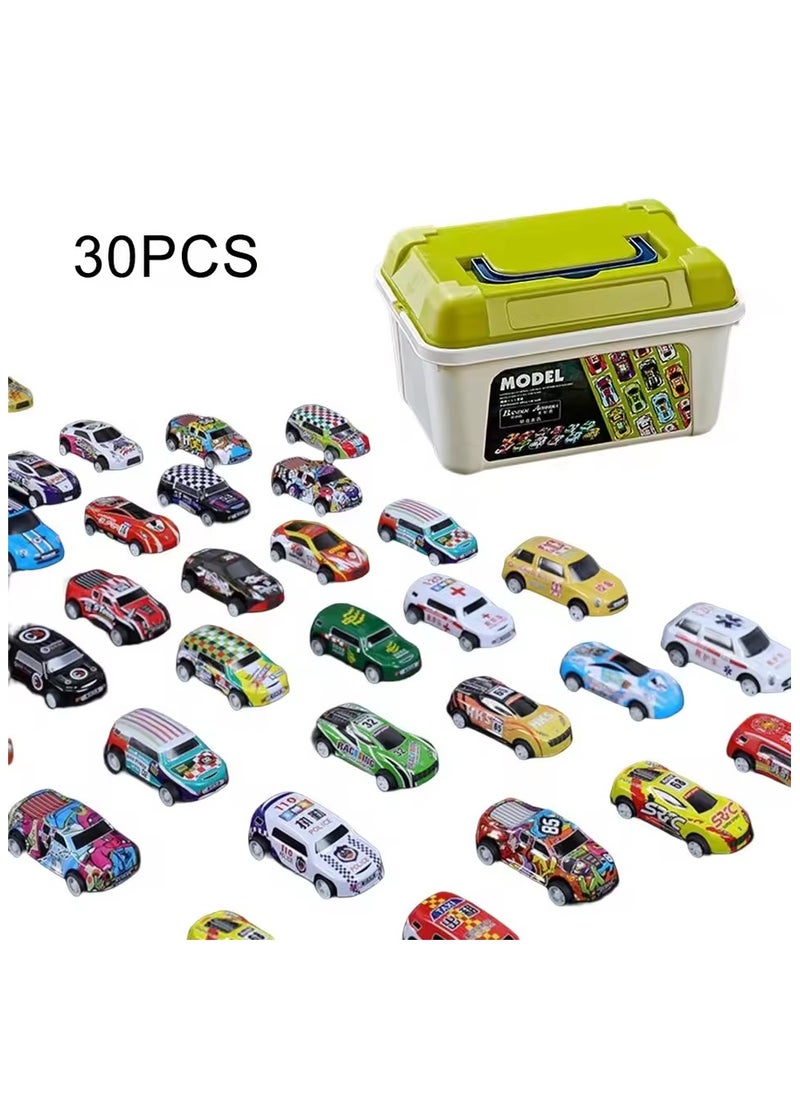 null - Pull Back Cars with Storage Box, 30pcs Racing Cars, Colorful Toy Car with Different Patterns, Made of Aluminum Alloy, Suitable for Boys and Girls of All Ages - Image 1