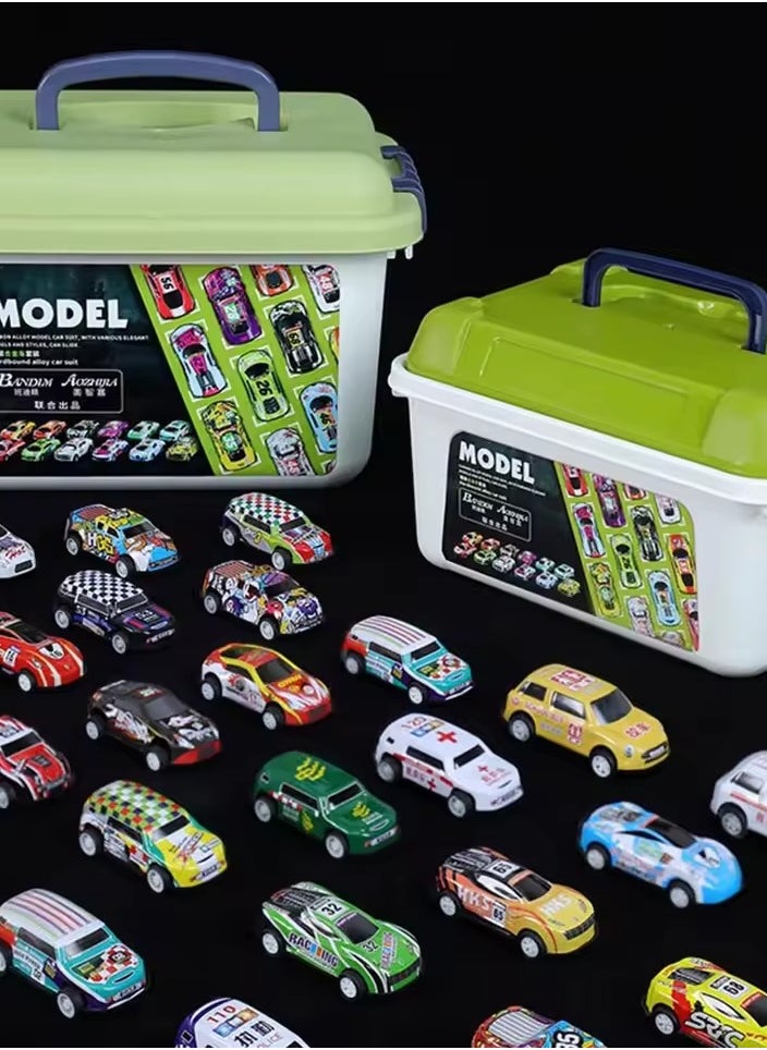 null - Pull Back Cars with Storage Box, 30pcs Racing Cars, Colorful Toy Car with Different Patterns, Made of Aluminum Alloy, Suitable for Boys and Girls of All Ages - Image 1