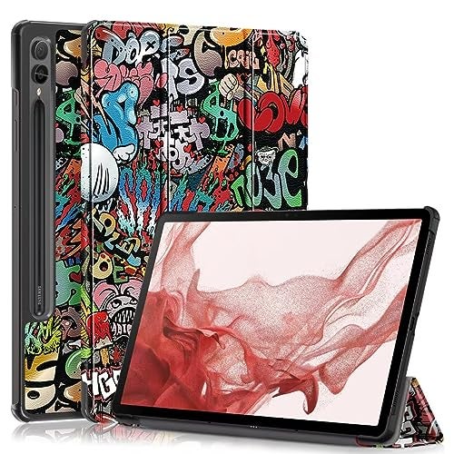 ProElite Cover for Samsung Galaxy Tab S9 FE+/S9 Plus/S10+ 12.4 inch Case, Smart Trifold Flip case Cover for Galaxy Tab S9 FE Plus/S9 Plus/S10+ 12.4 inch Support S Pen Magnetic Attachment, Hippy - Image 1