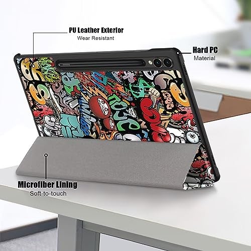 ProElite Cover for Samsung Galaxy Tab S9 FE+/S9 Plus/S10+ 12.4 inch Case, Smart Trifold Flip case Cover for Galaxy Tab S9 FE Plus/S9 Plus/S10+ 12.4 inch Support S Pen Magnetic Attachment, Hippy - Image 4