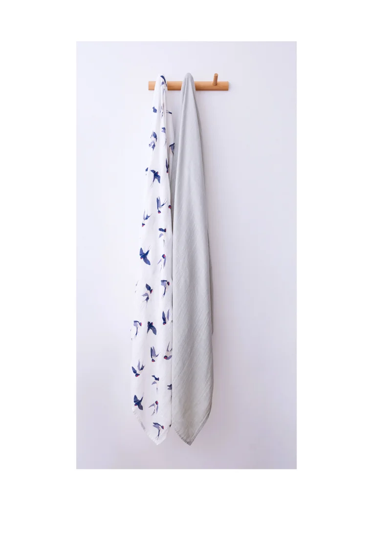 Anvi Baby Set of 2 Organic Bamboo Swaddle- The Swallow