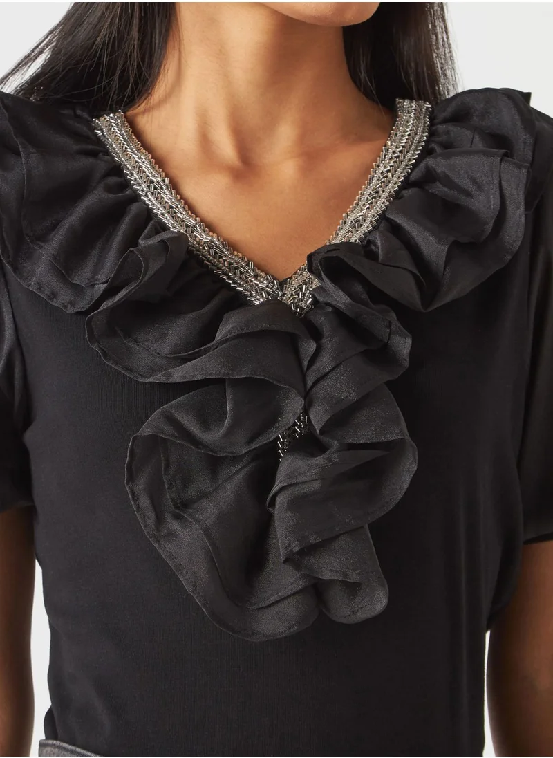 2Xtremz V-Neck Ruffle Top