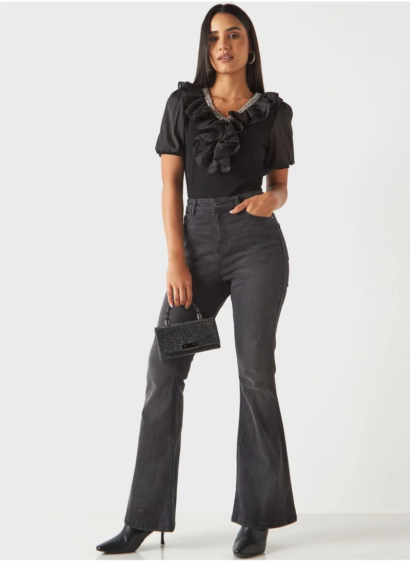2Xtremz V-Neck Ruffle Top