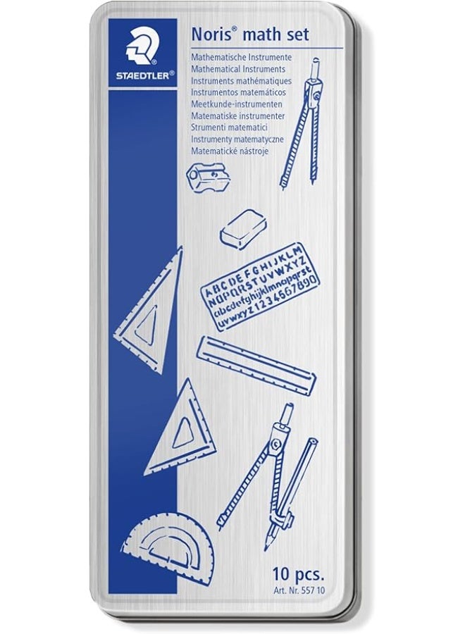 Steadtler 10-Piece Noris Math Set In Storage Tin Box - Image 2