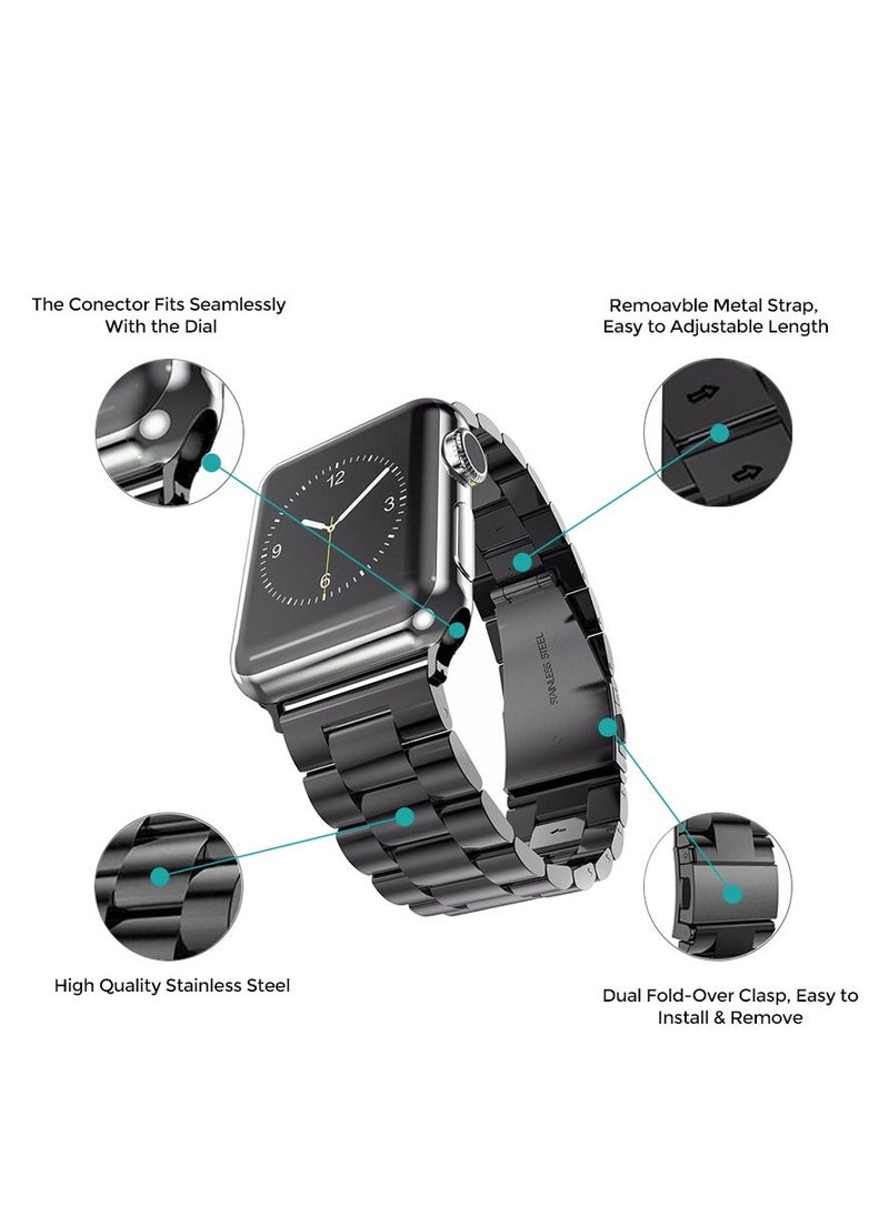 ELTRAZONE Stainless Steel Strap for iWatch 49mm 46mm 45mm 44mm 42mm – Black Metal Replacement Band for Apple Watch Ultra 3 | Ultra 2 | Ultra | Series 10 9 8 7 SE 6 5 4 3 2 1 – Durable, Adjustable, and Sleek Design - Image 5