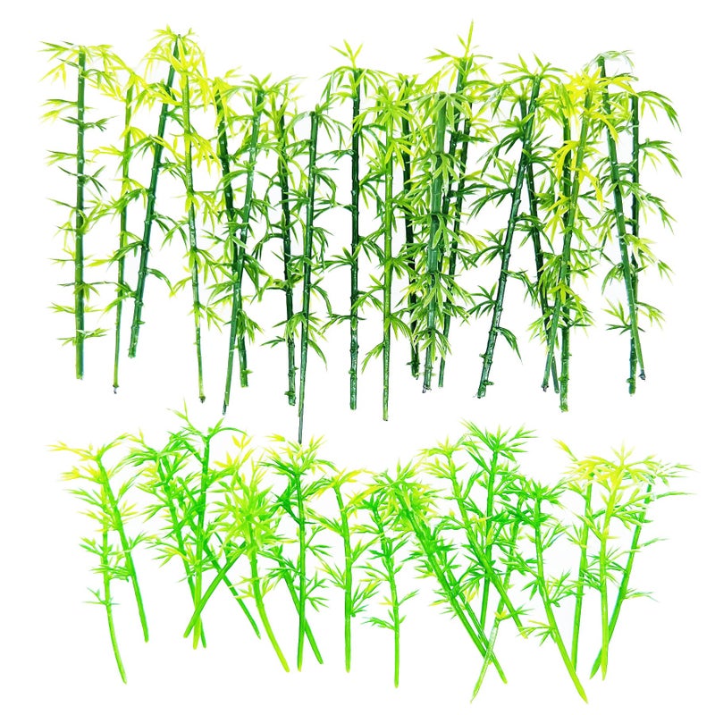 Cayway 40 PCS Model Bamboo Trees 2 Size Green Plastic Bamboo Trees for Home Decoration Miniature Landscape Landform Diorama Project 24 inch 31inch