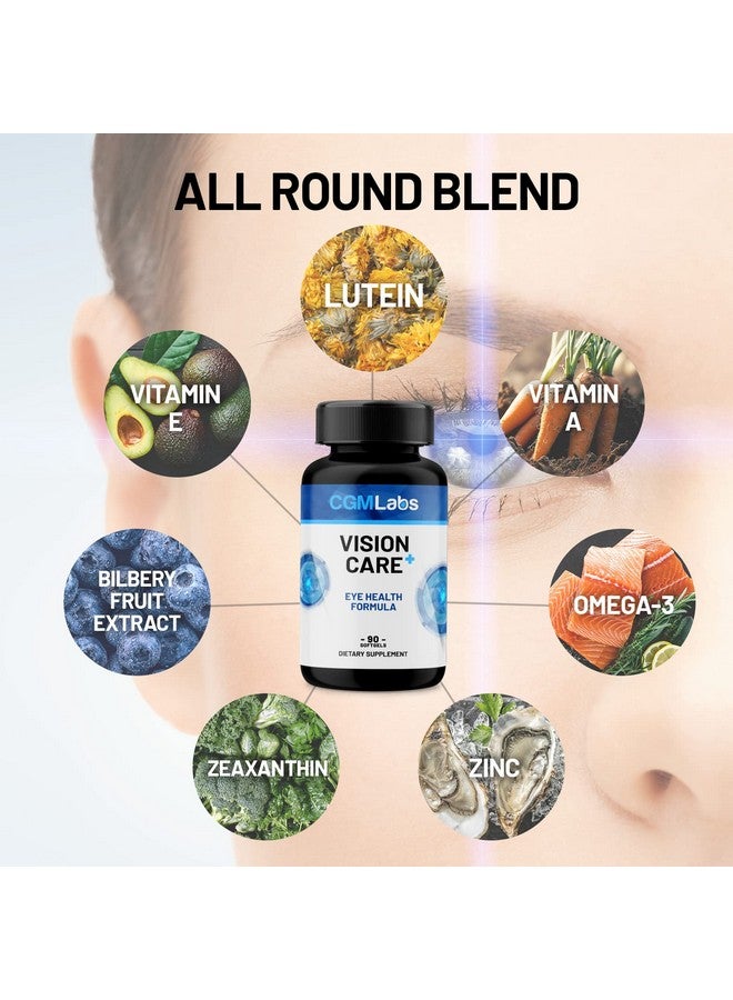 CGMLABS Vison Care Plus - Complete Dietary Supplement for Your Vision- Lutein 20mg, Zeaxanthin, Vitamin A, Bilberry Extract - 90 Softgels by CGM Labs - Image 2