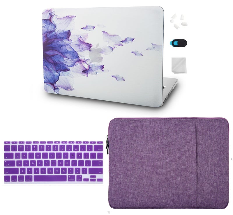 KECC Compatible with MacBook Air 13 inch Case 2022 2021 2020 2019 2018 Release M1 A2337 A2179 A1932 Plastic Hard Shell for MacBook Air 133 inch Keyboard Cover Sleeve Purple Flower