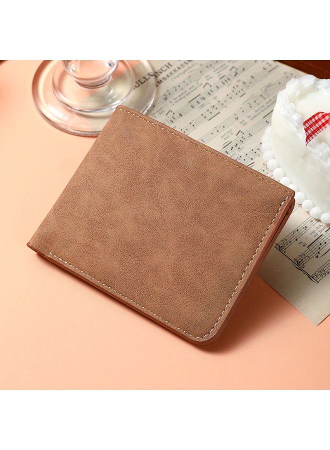 New short wallet for men, brown color  - Image 4