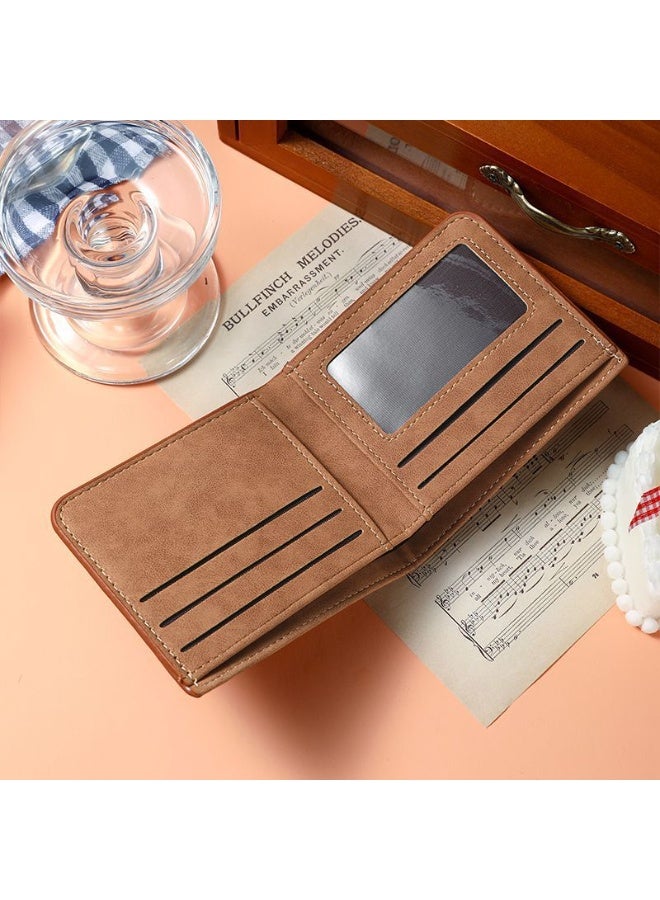 New short wallet for men, brown color  - Image 1