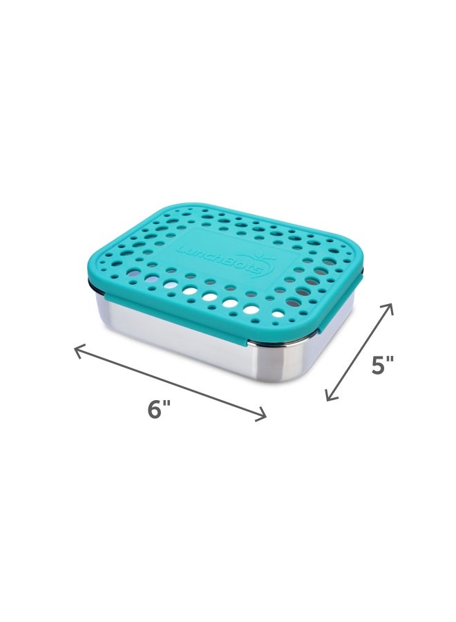 LunchBots Medium Uno Stainless Steel Sandwich Container  Open Design for Wraps  Salads or a Small Meal  EcoFriendly  Dishwasher Safe and BPAFree  Aqua Dots - Image 2