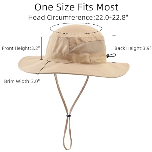 Connectyle Womens Outdoor Mesh Boonie Sun Hat Summer Wide Brim UV Protection Fishing Hat Safari Cap Khaki - Image 3