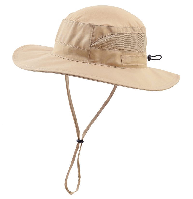Connectyle Womens Outdoor Mesh Boonie Sun Hat Summer Wide Brim UV Protection Fishing Hat Safari Cap Khaki - Image 1