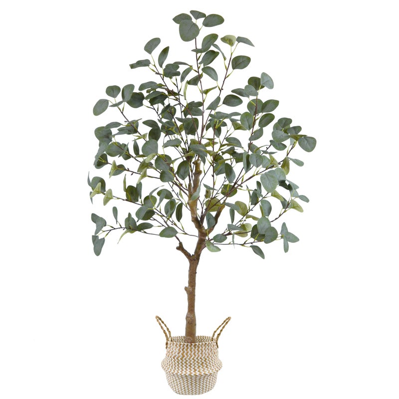 Warmplants Artificial Eucalyptus Tree, 4ft Tall Green Silk Leaves Perfect Faux Plant with Basket, Mordern Fake Eucalyptus Trees for Indoor Outdoor Home Office Livingroom Floor DÃ©cor - Image 2
